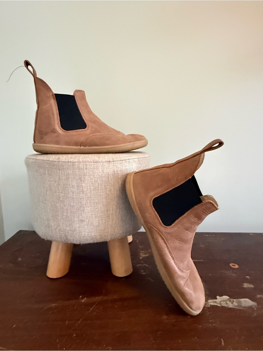 Chelsea Boot in Tan leather- Comfortable Slip-On barefoot style 9.5